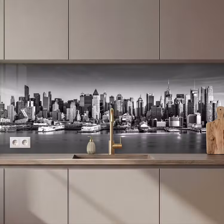 Skyline - Stad - Wolkenkrabbers - Zwart - Wit keuken achterwand 2 middel zz_3dshopping