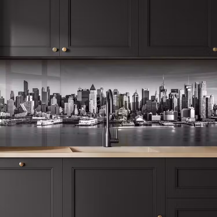 Skyline - Stad - Wolkenkrabbers - Zwart - Wit keuken achterwand 2 middel -sfeer1