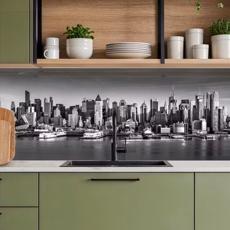 Skyline - Stad - Wolkenkrabbers - Zwart - Wit keuken achterwand 2 middel -sfeer3