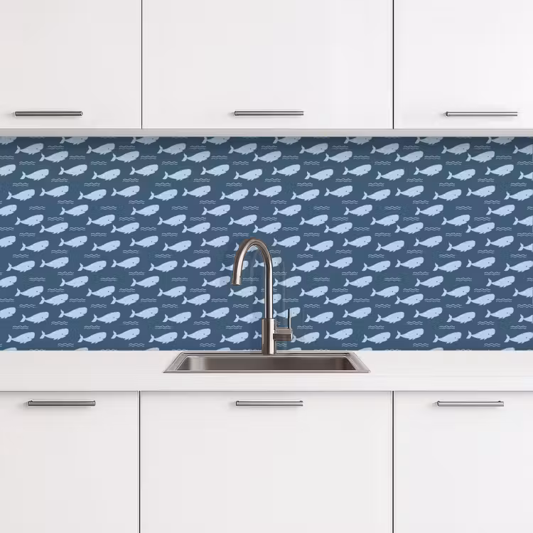 Klein - Oceaan - Golven - Blauw keuken achterwand 2 middel 871 -3d