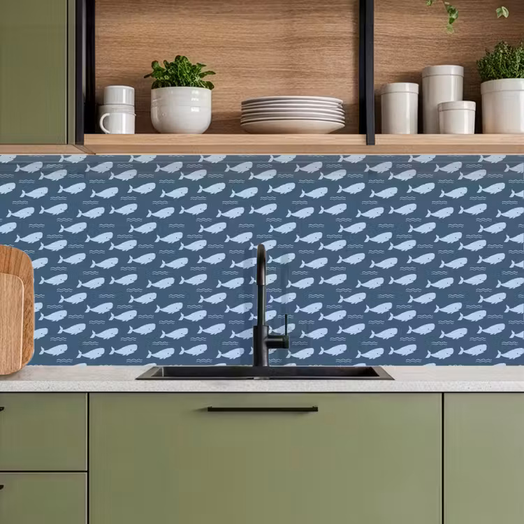 Klein - Oceaan - Golven - Blauw keuken achterwand 2 middel 871 -sfeer3