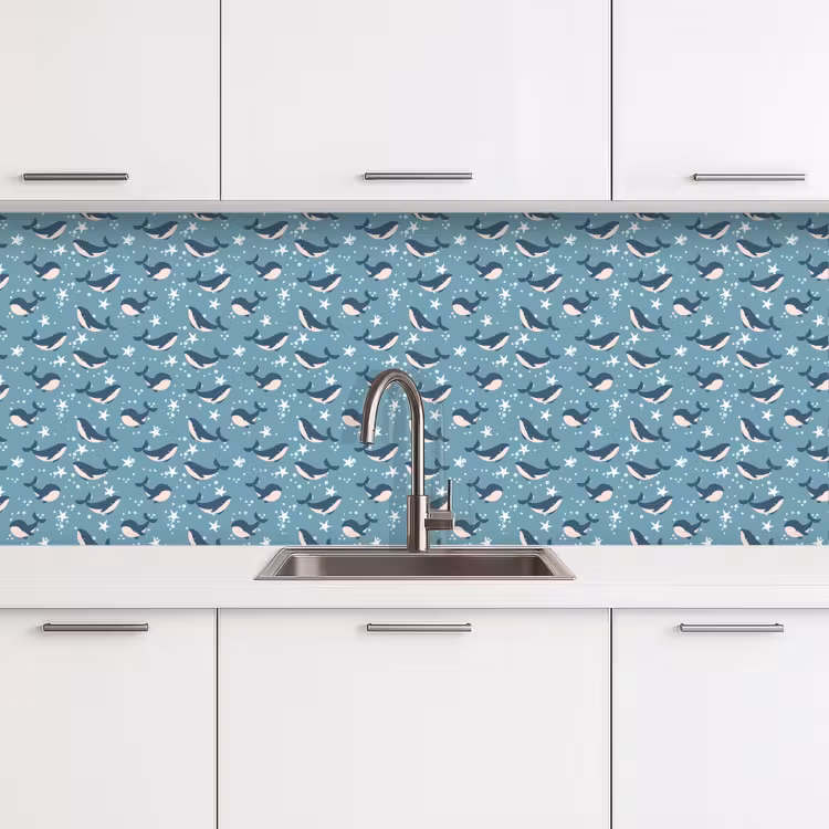 Klein - Oceaan - Walvis - Zeester keuken achterwand 2 middel 871 -3d