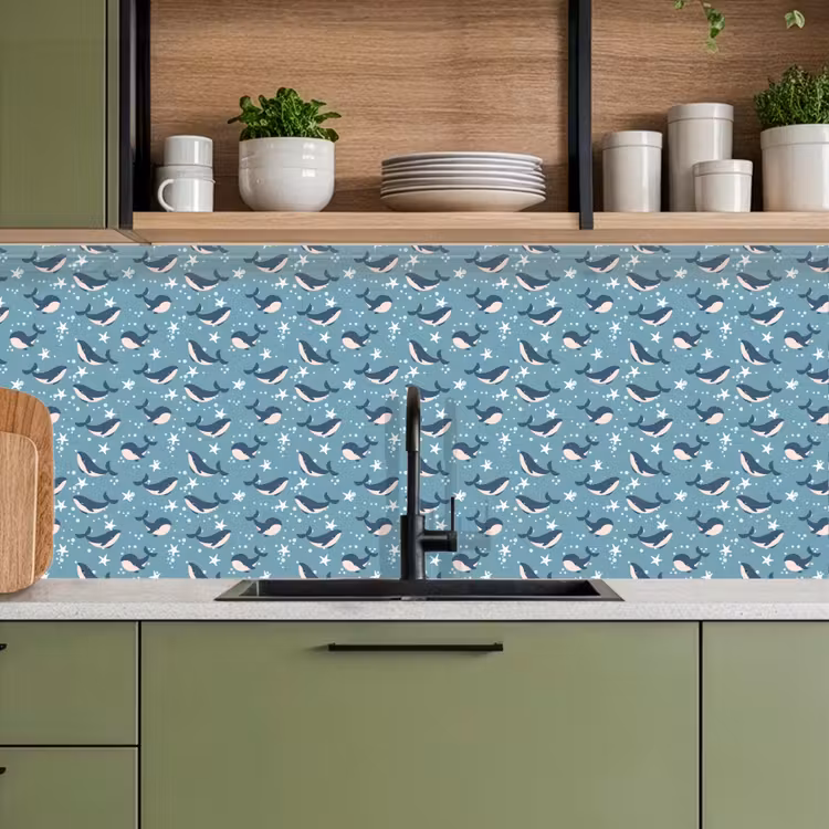 Klein - Oceaan - Walvis - Zeester keuken achterwand 2 middel 871 -sfeer3