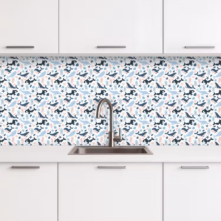 Klein - Oceaan - Walvissen - Octopus keuken achterwand 2 middel 871 -3d