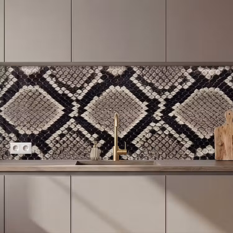 Slangenleer - Patroon - Beige keuken achterwand 2 middel zz_3dshopping