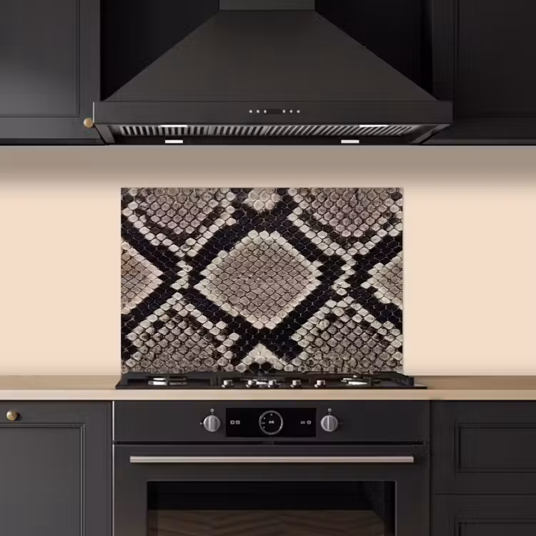 Slangenleer - Patroon - Beige keuken achterwand 2 middel -3d_schuin