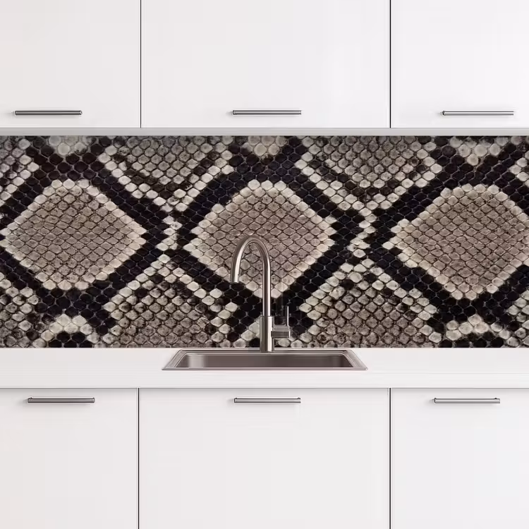 Slangenleer - Patroon - Beige keuken achterwand 2 middel -3d