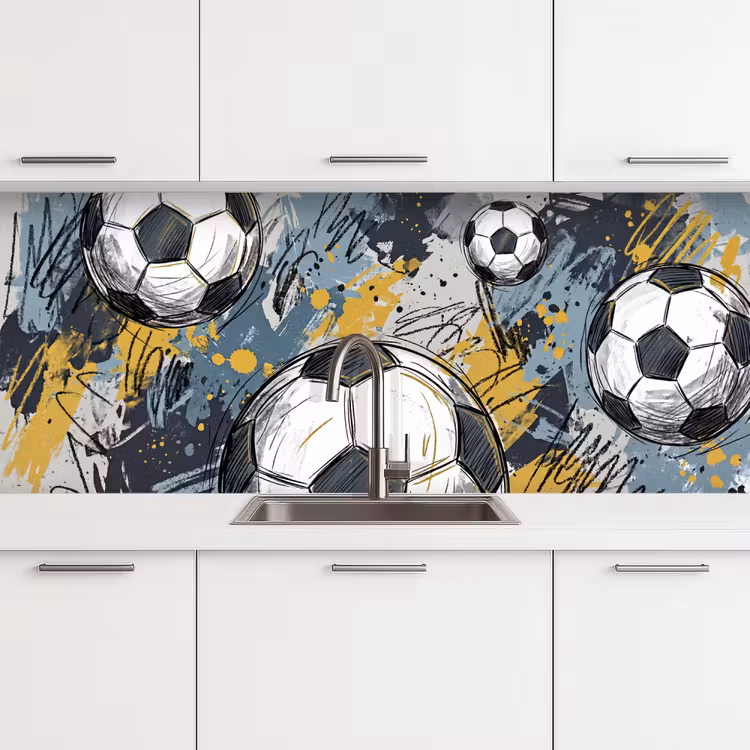 Voetbal - Abstract - Sport - Kleurrijk keuken achterwand 2 middel -3d