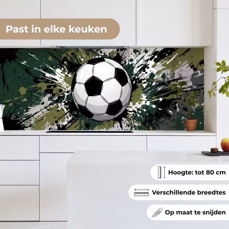Voetbal - Verf - Spetters - Groen keuken achterwand 2 middel -sfeer4_NL