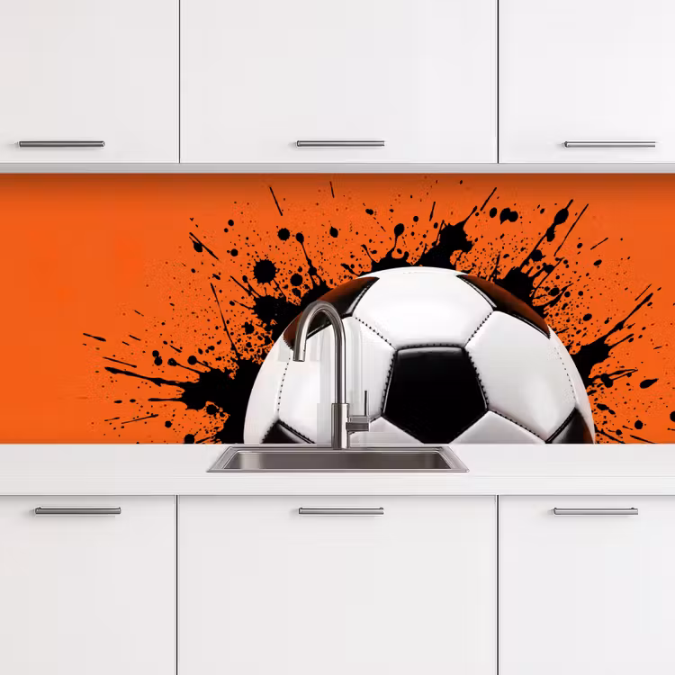 Voetbal - Verf - Sport - Oranje keuken achterwand 2 middel -3d