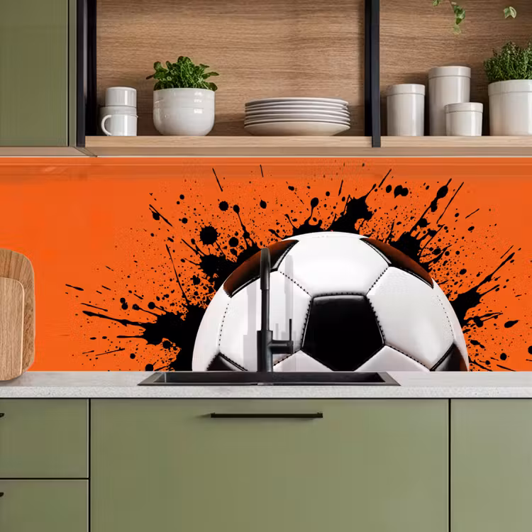 Voetbal - Verf - Sport - Oranje keuken achterwand 2 middel -sfeer3