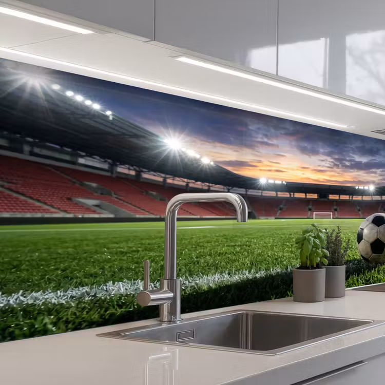 Voetbal - Stadion - Sport - Groen keuken achterwand 2 middel -3d_schuin