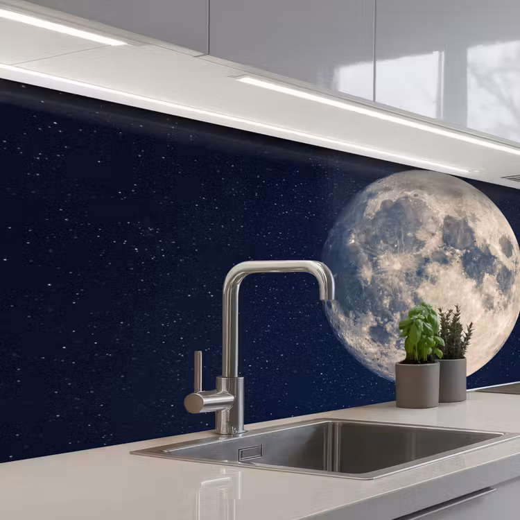 Ruimte - Maan - Kosmos keuken achterwand 2 middel -3d_schuin