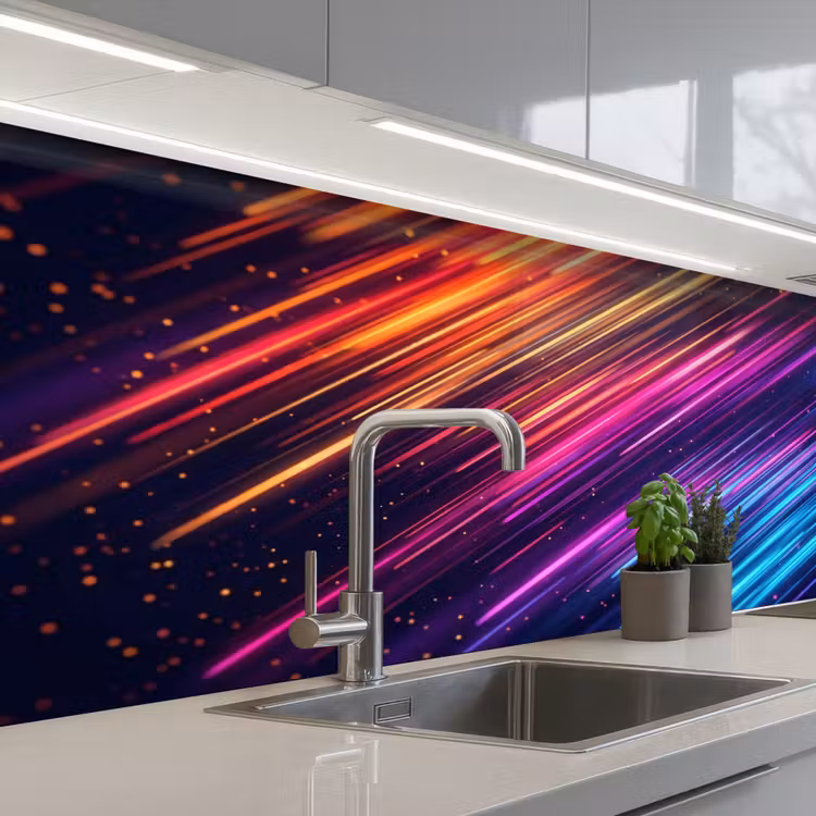 Snelheid - Kosmos - Kleurrijk keuken achterwand 2 middel -3d_schuin