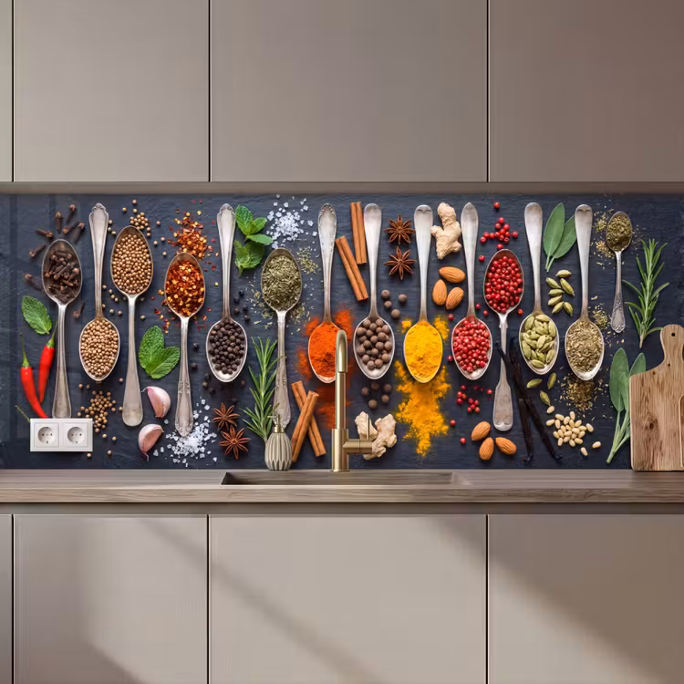 Kruiden - Lepels - Culinair - Kleurrijk - Sfeervol keuken achterwand 2 middel zz_3dshopping