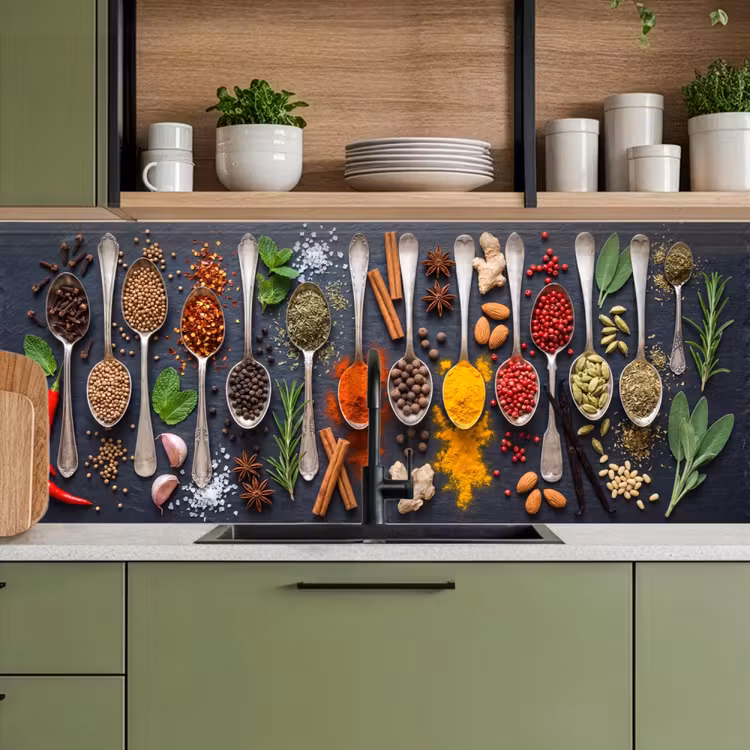 Kruiden - Lepels - Culinair - Kleurrijk - Sfeervol keuken achterwand 2 middel -sfeer3
