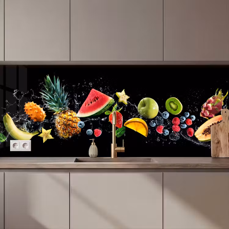 Splash - Fruit - Zwart keuken achterwand 2 middel zz_3dshopping