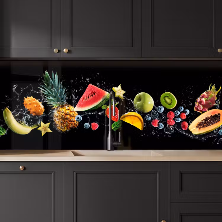 Splash - Fruit - Zwart keuken achterwand 2 middel -sfeer1