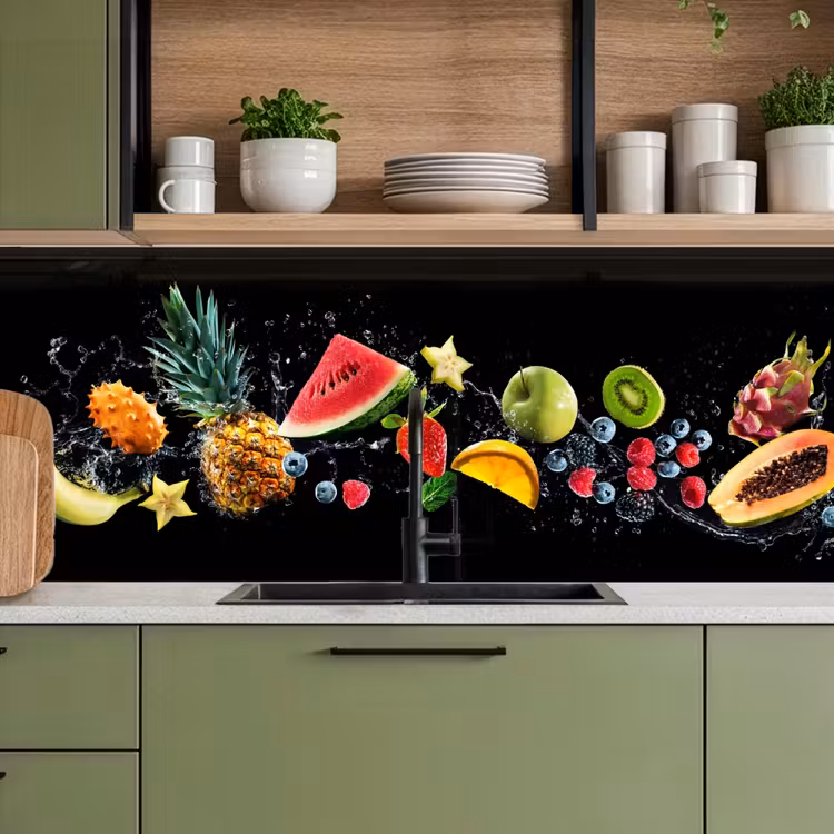 Splash - Fruit - Zwart keuken achterwand 2 middel -sfeer3