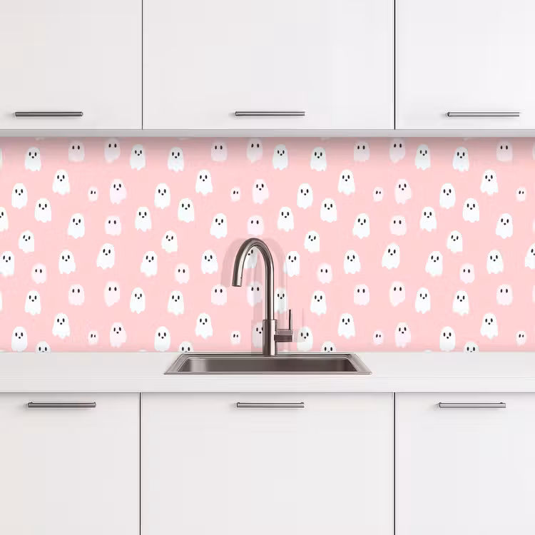 Spookjes - Patroon - Roze keuken achterwand 2 middel 871 -3d