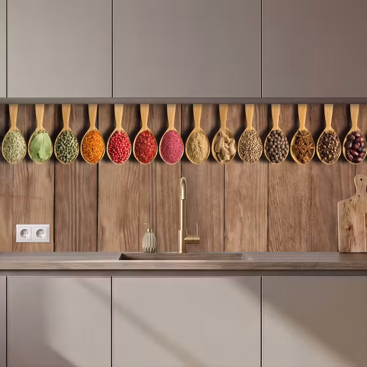 Lepels - Kruiden - Hout keuken achterwand 2 middel zz_3dshopping