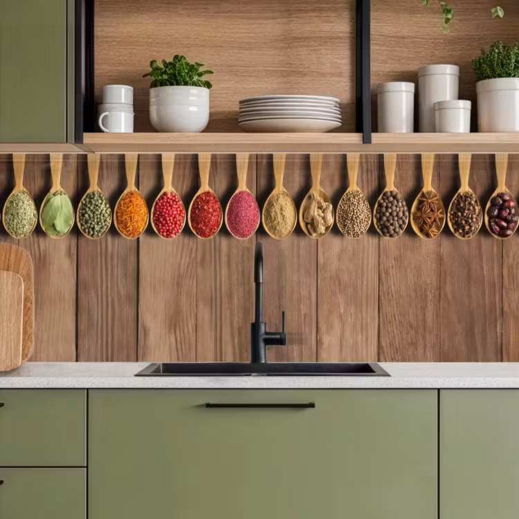 Lepels - Kruiden - Hout keuken achterwand 2 middel -sfeer3
