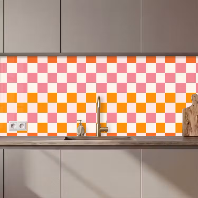 Vierkant - Patroon - Oranje keuken achterwand 2 middel 871 zz_3dshopping