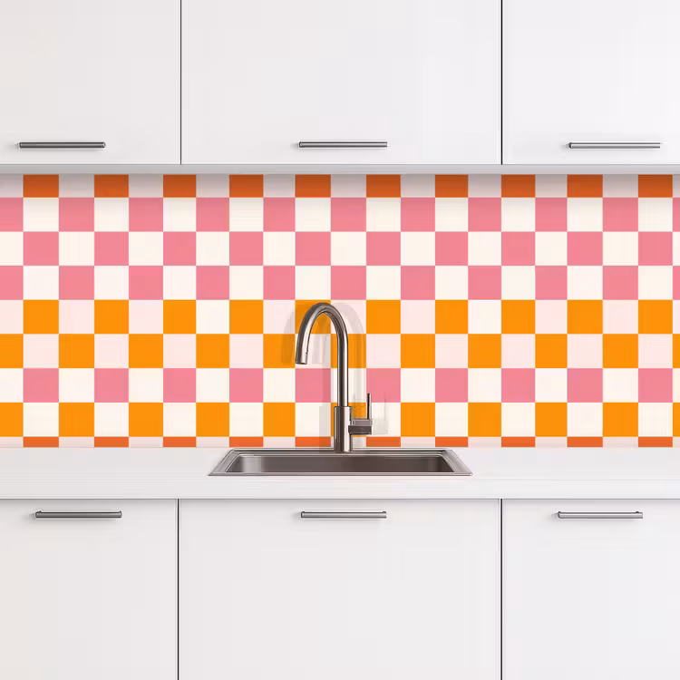 Vierkant - Patroon - Oranje keuken achterwand 2 middel 871 -3d
