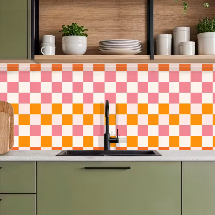 Vierkant - Patroon - Oranje keuken achterwand 2 middel 871 -sfeer3