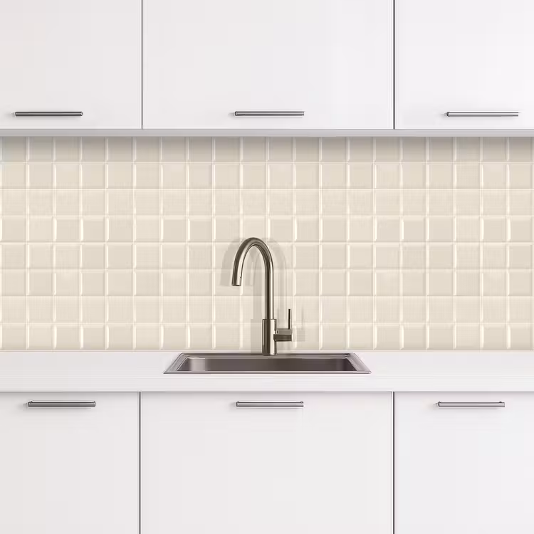 Vierkant - Tegels - Glans - Beige keuken achterwand 2 middel 871 -3d