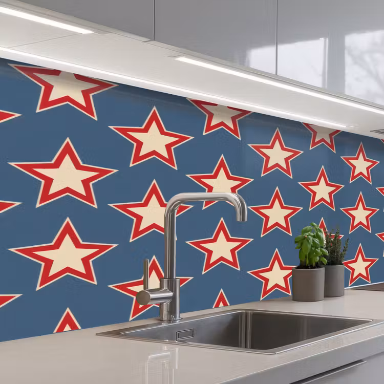 Ster - Klassiek - Blauw keuken achterwand 2 middel 871 -3d_schuin