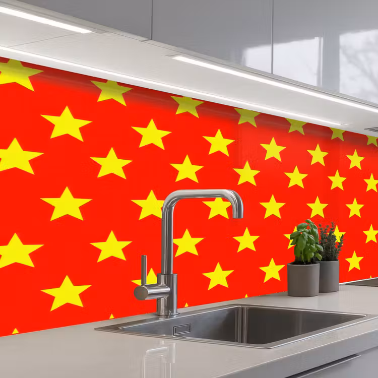 Ster - Patroon - Geel keuken achterwand 2 middel 871 -3d_schuin