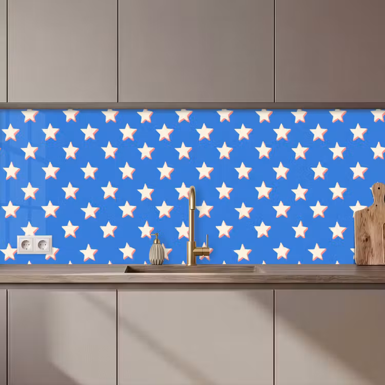 Sterren - Patroon - Blauw keuken achterwand 2 middel 871 zz_3dshopping
