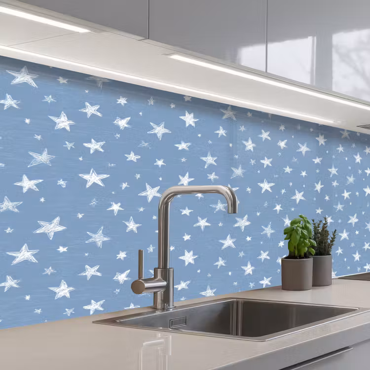 Sterretjes - Patroon - Blauw keuken achterwand 2 middel 871 -3d_schuin