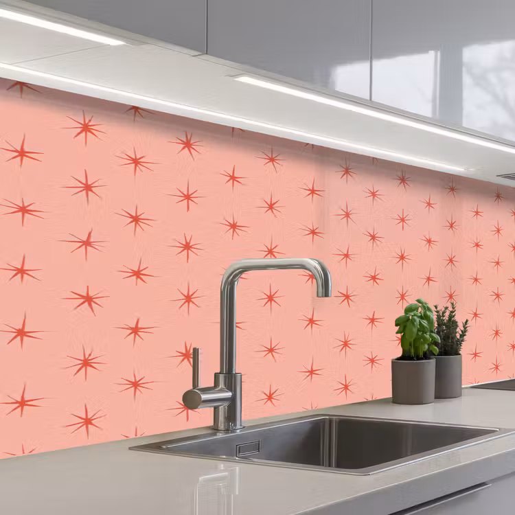 Sterretjes - Patroon - Oranje keuken achterwand 2 middel 871 -3d_schuin