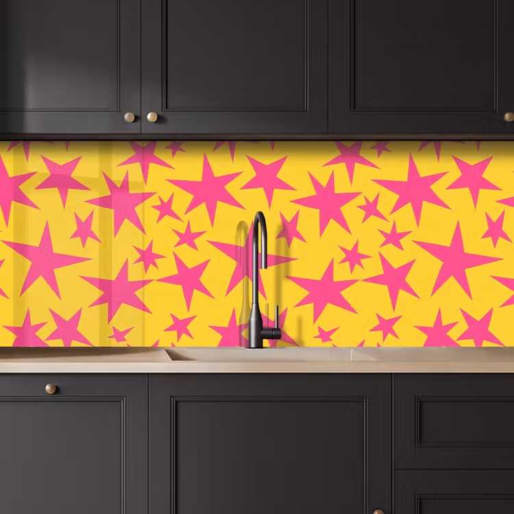 Sterren - Patroon - Roze - Geel keuken achterwand 2 middel 871 -sfeer1