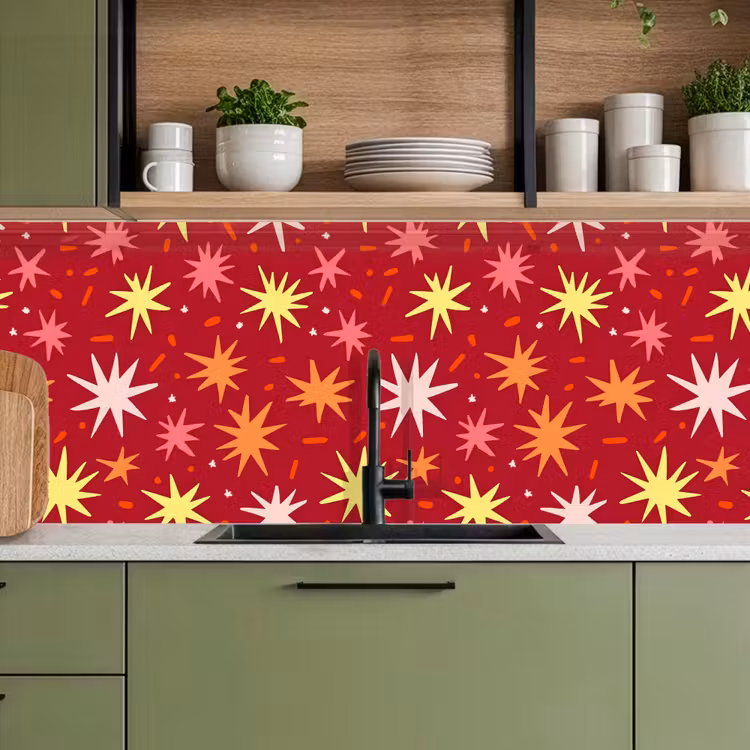 Sterren - Speels - Rood keuken achterwand 2 middel 871 -sfeer3