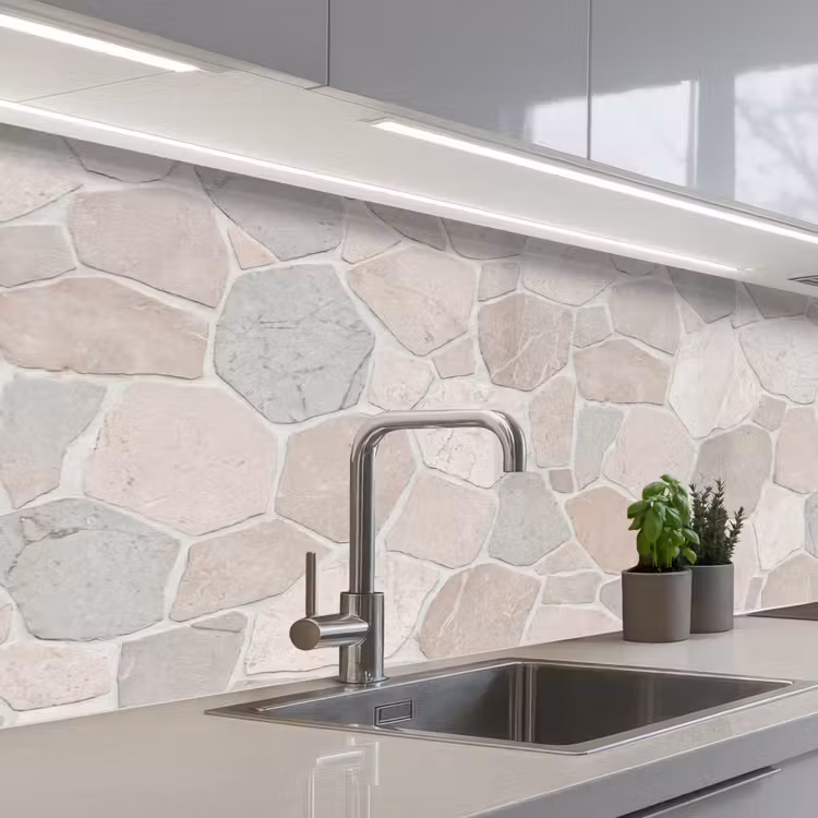 Steen - Patroon - Textuur - Beige keuken achterwand 2 middel -3d_schuin