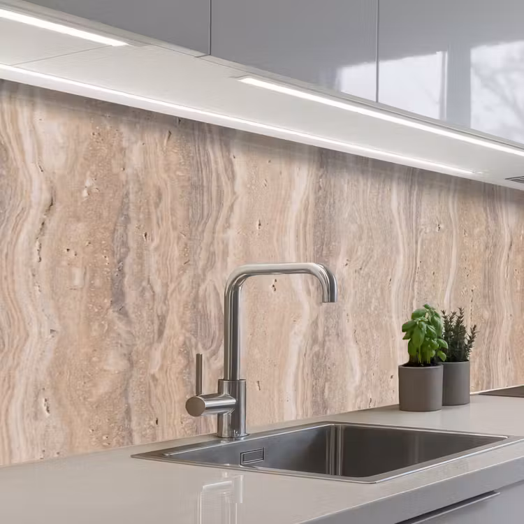 Steen - Patroon - Textuur - Natuurlijk - Beige keuken achterwand 2 middel -3d_schuin