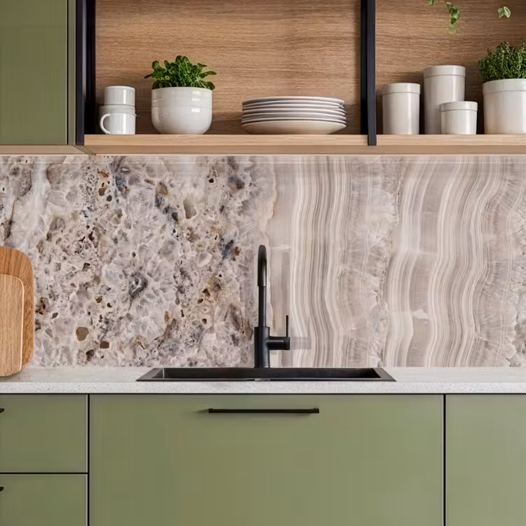 Steen - Textuur - Abstract - Beige - Wit keuken achterwand 2 middel -sfeer3