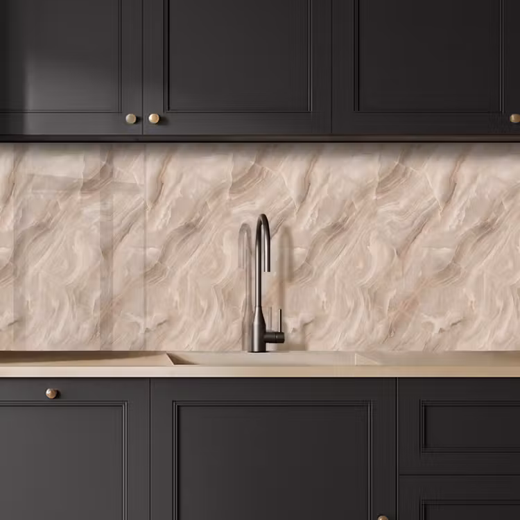Steen - Golvend - Abstract - Beige keuken achterwand 2 middel -sfeer1
