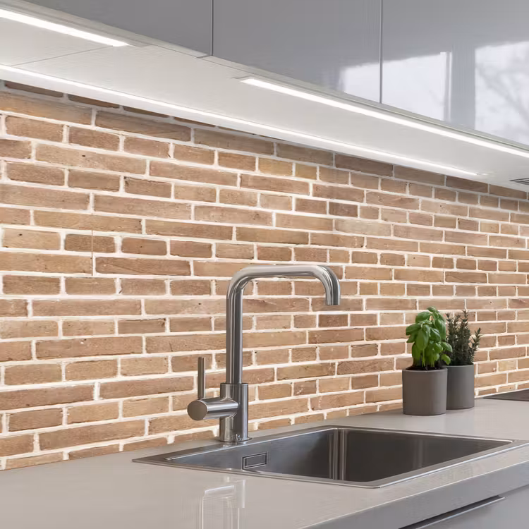 Stenen - Bruin - Licht - Patroon keuken achterwand 2 middel 871 -3d_schuin