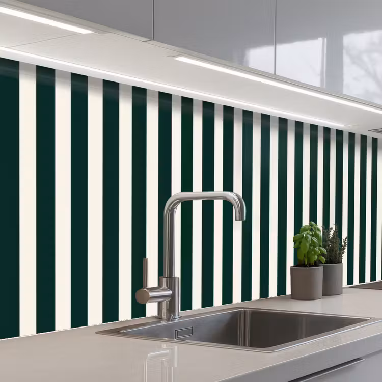 Strepen - Klassiek - Groen keuken achterwand 2 middel 871 -3d_schuin