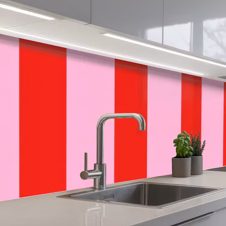 Strepen - Klassiek - Roze keuken achterwand 2 middel 871 -3d_schuin