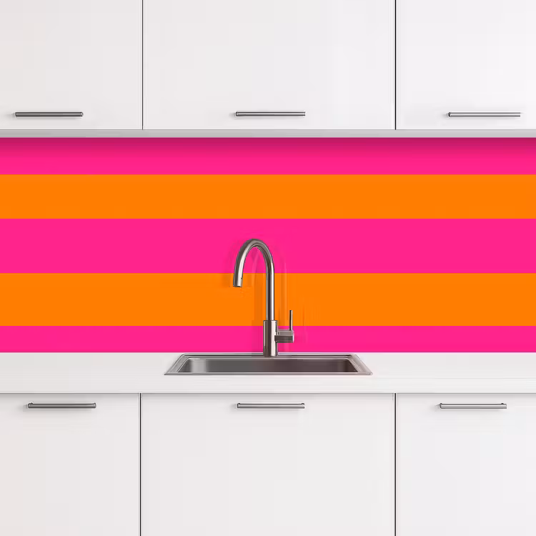 Strepen - Horizontaal - Roze keuken achterwand 2 middel 871 -3d