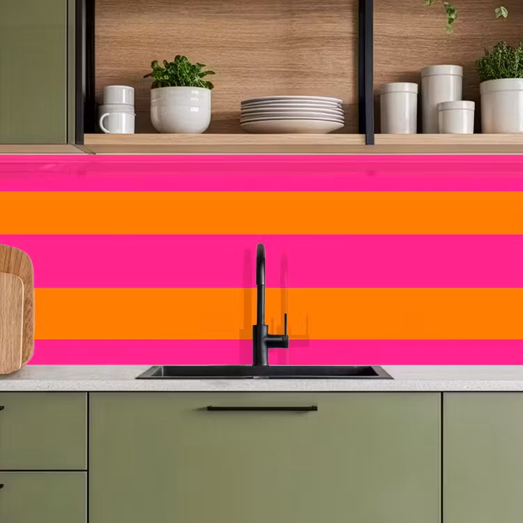Strepen - Horizontaal - Roze keuken achterwand 2 middel 871 -sfeer3