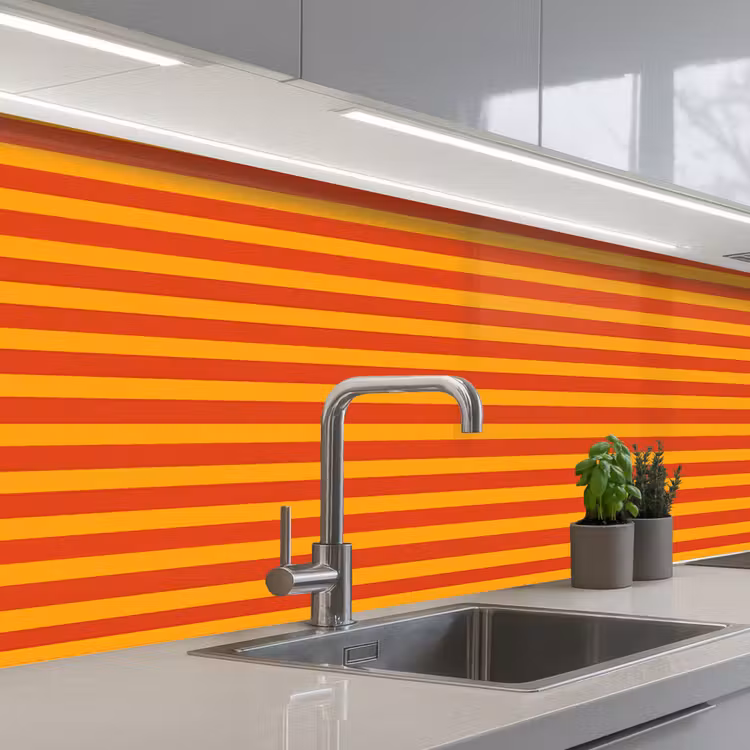 Strepen - Patroon - Oranje keuken achterwand 2 middel 871 -3d_schuin