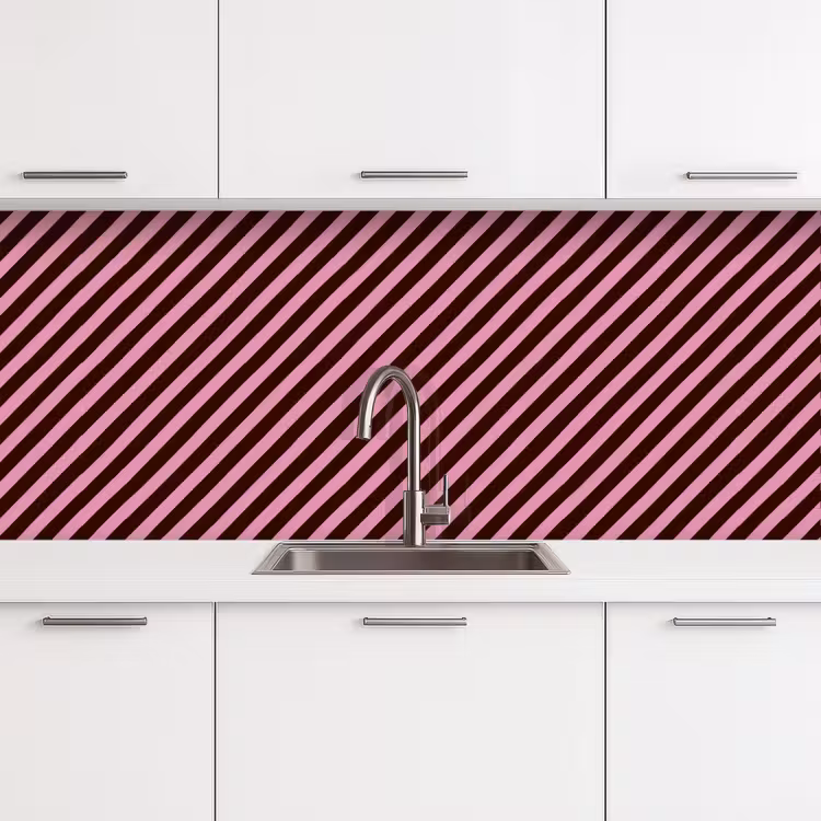 Strepen - Roze - Bruin keuken achterwand 2 middel 871 -3d