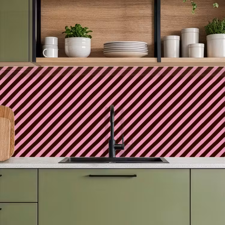 Strepen - Roze - Bruin keuken achterwand 2 middel 871 -sfeer3