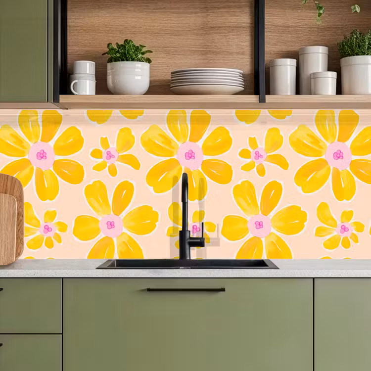 Zomers - Bloemen - Geel keuken achterwand 2 middel 871 -sfeer3